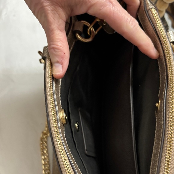 Coach Metallic Platinum Gold Leather Mini Christie Carryall - Picture 3 of 9